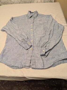 Bryn Walker Chambray Button Up Shirt Small Blue Cotton Longline Tunic